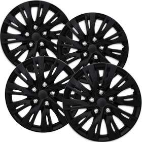 Kt1037-16ib Bdk Kt-16cap 16 Inch Black Glossy Hubcaps Wheel Covers Cars Suvs Trucks Snap On Rim