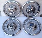 C5oz-1130-b Ford Set Simulated Spinner Wire Wheel Covers Blue Crest Mustang