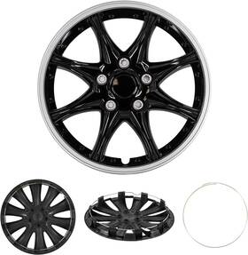 Cobra-tek Cbk-hp099-ks Cobra-tek Set Of 4 Hubcaps Wheel Cover Jdm Black Silver For 17 Inch Steel Wheels