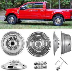 Lifeinfinity L-c17a8 4pcs 17 Inch Polish Stainless Steel Dually Wheel Simulators Bolt On Cover 708a
