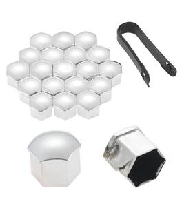 Mtsooning Sz100130010389rk-3 21 Pcs Car Wheel Nut Caps 21mm Universal Lug Silver