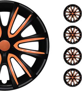 99fr240bm16 Omac Black Matt Orange Hub Caps 16 Inch Set Of 4 Tapas Para Rines Wheel Covers
