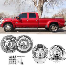 Vicojetor A80008-c19f10 4pcs 19.5 Inch 10 Lug Polished Stainless Dually Wheel Sim For F450 F550
