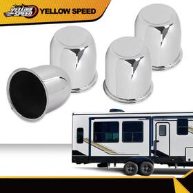 02etn0001asl Yellowspeed Fit For 3.18 Inch Rims Center Bore Trailer Rim Chrome Push Through Caps 4pcs