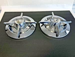 Pair Custom Lancer Flipper Dog Dish Hubcaps, Dodge Edsel Ford. Fixed Price $175.00.