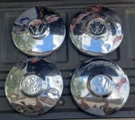 Four Classic Vtg Vw Bus Bug Ghia 10" Chrome Half Moon Wheel Rims Center Hub Caps. Fixed Price $42.30.