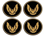 Oer Gold And Black Gta Wheel Cap Emblem Set For 1982-1992 Pontiac Firebird. Fixed Price $109.98.