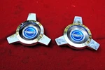 65 66 Mustang Nos Ford Wire Wheel Centers (2) W/emblems Orig Correct C5MA 1141. Fixed Price $189.00.