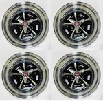 New! Mustang Magnum 500 Wheels 15 X 7 & 8 Complete W/ Caps Nuts Spinners. Fixed Price $1049.99.