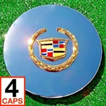 4 New Oem Factory Cadillac Logo Center Caps Gold Dts Deville Eldorado Wheel Set. Fixed Price $239.99.