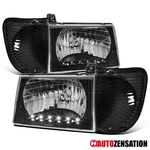 Fit 1992-2006 Ford E250 E350 Econoline Black Led Strip Headlights+corner Lamps. Fixed Price $104.99.
