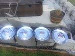 1954 Ford Hubcaps, Oem Set Of Four 15" Wheel Covers, Crestline Sunliner Victoria. Fixed Price $95.00.