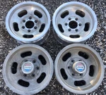 Amc Fsj Jeep 15X7 Wheels J10 Wagoneer Aluminum Slot Rims Center Caps 6 Lug. Fixed Price $1000.00.