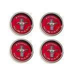 Scott Drake Styled Steel Hubcaps (red Background). Fixed Price $146.95.