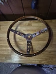Grant Classic Wood Steering Wheel 15" Round Hole Chrome Spokes & Horn Button. Fixed Price $129.99.