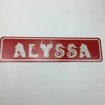 Personalized Alyssa Animal Letters Name Custom Red White Metal Sign Wall Art. Fixed Price $39.99.
