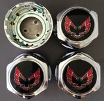 Pontiac Firebird Trans-am Wheel Center Hub Cap Set Chrome W/ Red New. Fixed Price $74.92.