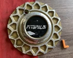 Sale #l (1) Fittipaldi Aluminum-silver Honeycomb Mesh Wheel Center Cap M414. Fixed Price $19.95.