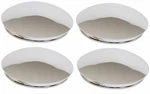 New Set Of 4 Chrome Baby Moon Rally Wheel Rim Center Caps 8" Outer 7" Inner. Fixed Price $83.95.