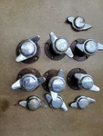 Triumph TR3 TR4 Wire Wheel Knock Offs & Hubs. Fixed Price $200.00.