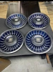 1961 Cadillac Hubcap Wheel Covers Deep Dish 15" Nice Blue Set Four. Fixed Price $65.00.