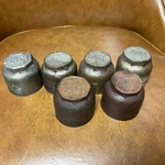 Lot Of 6 Vintage Ford Caps.. 2 Steel & 4 Brass. Some Dents Grease.. Fixed Price $25.00.