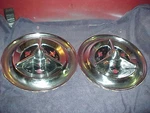 1956 Oldsmobile Fiesta Style Pair 15" Full Spinner Wheel Covers Hubcaps. Fixed Price $149.99.