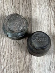 2 Antique Grease Caps, Dust Cover Center Ford & Chevy Hubcaps. Fixed Price $32.00.