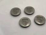 New Genuine Porsche Center Caps Silver With Crest Set Of 477601051D. Fixed Price $329.00.