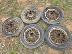 Set 15" Wire Spoke Knock-off Rims Wheels Triumph TR3 TR4 Austin Healey Mg. Fixed Price $595.00.