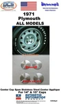 1971 Plymouth Models Rallye Wheel Correct Satin Center Cap Mopar Setof 4 Usa. Fixed Price $19.99.