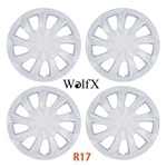 Set Of 4 17" Wheel Covers Snap On White Lacquer Hub Caps For R17 Tire Steel Rim. Fixed Price $45.99.
