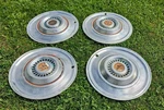 Set Of 4 Vintage Komfort Camper 15" Aluminum Trailer Hubcaps Wheel Covers. Fixed Price $149.00.