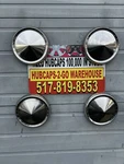 1960-62 Ford Galaxy Fairlane 500 10.5 Inch Poverty Hubcaps Set 4 Hipo Dog Dish. Fixed Price $375.00.