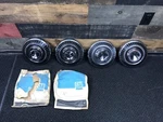 Set Of Oem 1964-1972 Pontiac Dog Dish Poverty Hubcaps Gto Lemans Firebird Nos. Fixed Price $875.00.