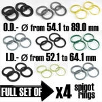 Set Of 4 Spigot Rings Wheel Hub Centre Size Choice Diameter Od-id Mm. Fixed Price $8.05.
