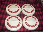 Ford 1964-66 Dog Dish Bowl Hubcaps Set Original Red/white 9.5" Slum. Fixed Price $179.99.