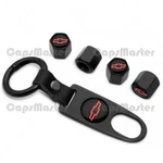 4PCS Red Chevy Car Wheels Black Tire Valve Dust Stem Air Caps + Keychain Ring. Fixed Price $9.99.