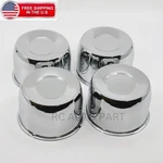 Short Chrome Center Caps For Push Through 4.25" Bore Trailer Wheel Rims. Fixed Price $35.99.