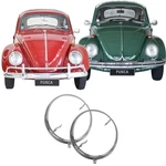 Pair Headlight Rims Front Rings Chromed Steel Diagonal Vw T1 Bug Beetle Bus -67. Fixed Price $90.00.