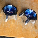 1967 Mustang Style Steel Wheel Hub Cap Blue Centers Fomoco Chrome Oem. Fixed Price $89.00.