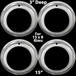 4 Chevy Gm 15" 15X8 Rally 3" Deep Trim Beauty Steel Wheels. Fixed Price $119.99.