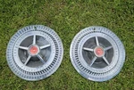 Pair 1966 Ford Thunderbird 15" Spinner Hubcaps Wheel Covers Accessory. Fixed Price $199.00.
