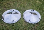 Pair 2 14" Universal Chrome Wheel Covers Trailer Camper Hotrod. Fixed Price $69.00.