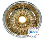 **single 13X7 Zenith Style Rev 72 Str Spokes Center Gold Lowrider Wire Wheel Rim. Fixed Price $850.00.