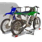 Black Widow Double Motorcycle Bike Hitch Carrier, Loading Ramp, 600 Lb Cap. Fixed Price $334.99.