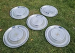 Set 1958 Desoto Firedome Fireflite Firesweep 14" Wheel Covers Hubcaps. Fixed Price $124.00.