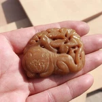 $400+ Chinese Antiques Jade Grade Old Sapphire Yellow Lion Ruyi Tree 38G. Fixed Price $101.00.