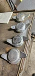 1950'S Britush Triumph Screw On Center Caps Complete Set Of 4. Fixed Price $160.00.