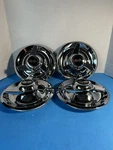 (4) 3 Bar Swept Spinners Center Caps For Chevy Rally Wheels 7", Black Flags Logo. Fixed Price $99.99.